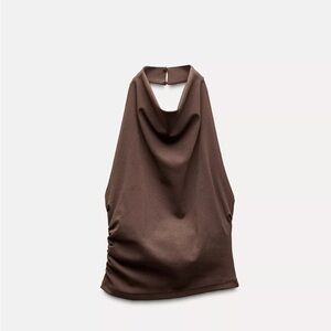 Zara Brown Halter Top + Midi Skirt